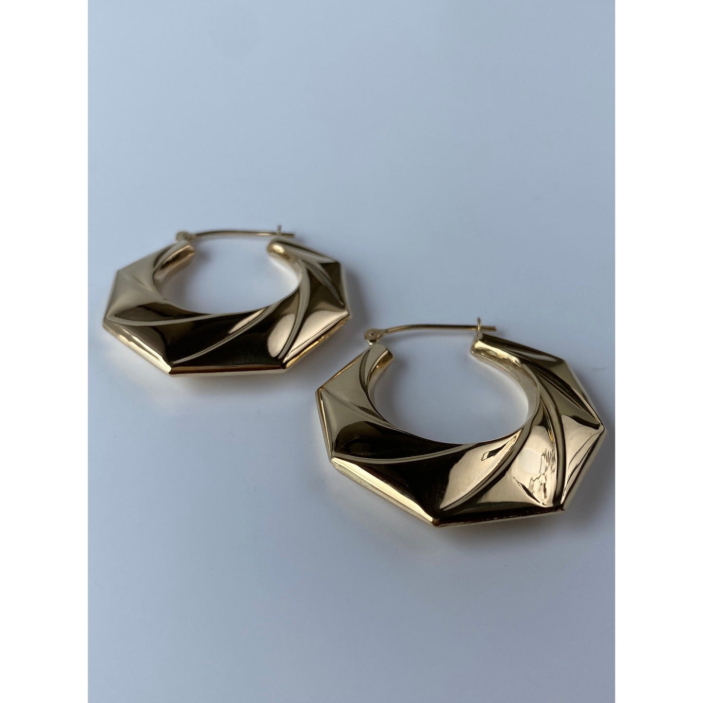 Vintage 14k Yellow Gold Textured Hoop Earrings