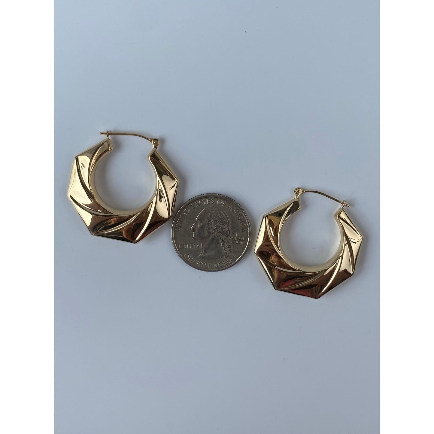 Vintage 14k Yellow Gold Textured Hoop Earrings
