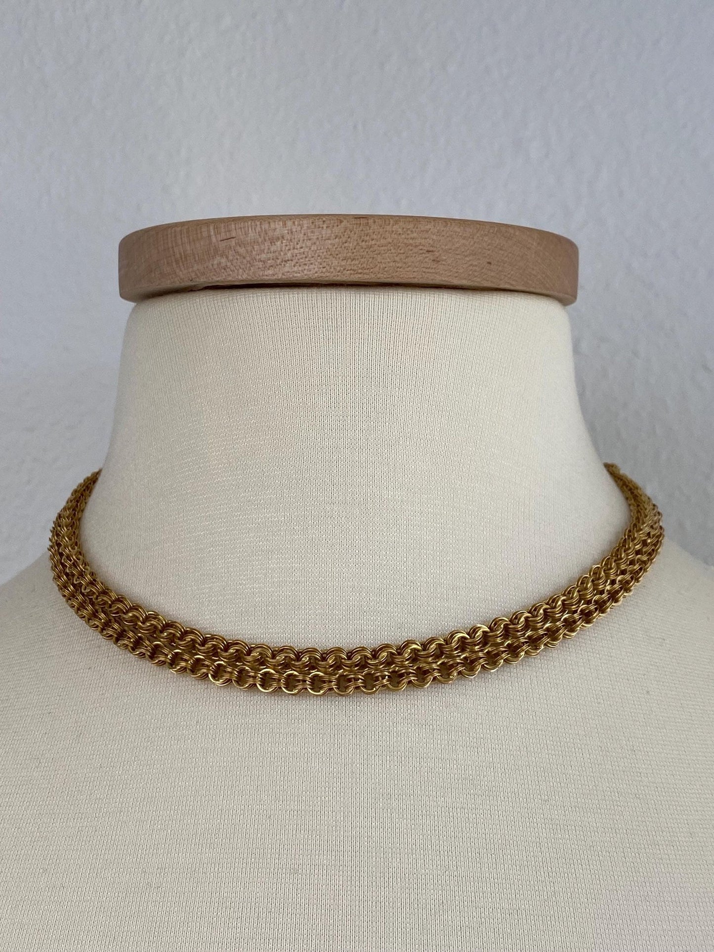 Vintage Solid 18k Yellow Gold Long Fancy Rolo Chain Necklace - 34.5 inches