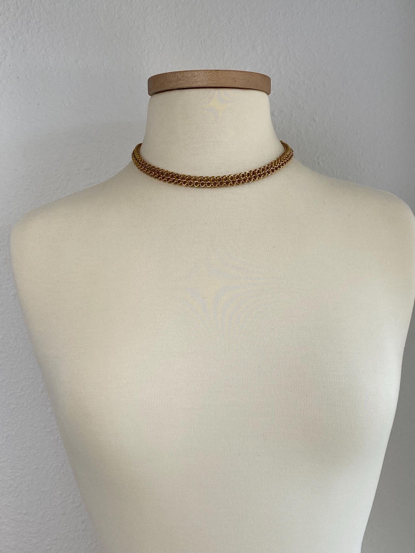 Vintage Solid 18k Yellow Gold Long Fancy Rolo Chain Necklace - 34.5 inches