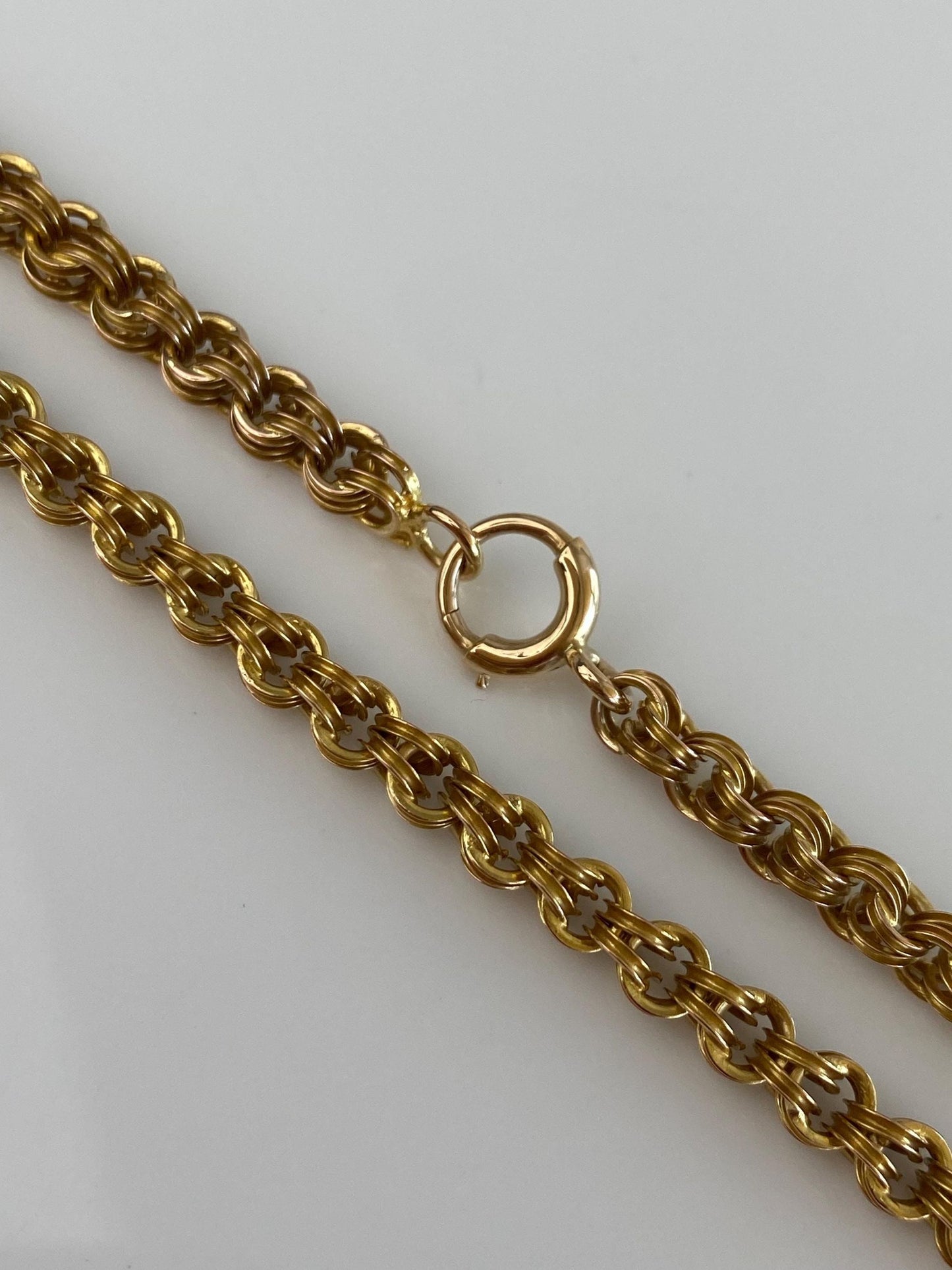 Vintage Solid 18k Yellow Gold Long Fancy Rolo Chain Necklace - 34.5 inches