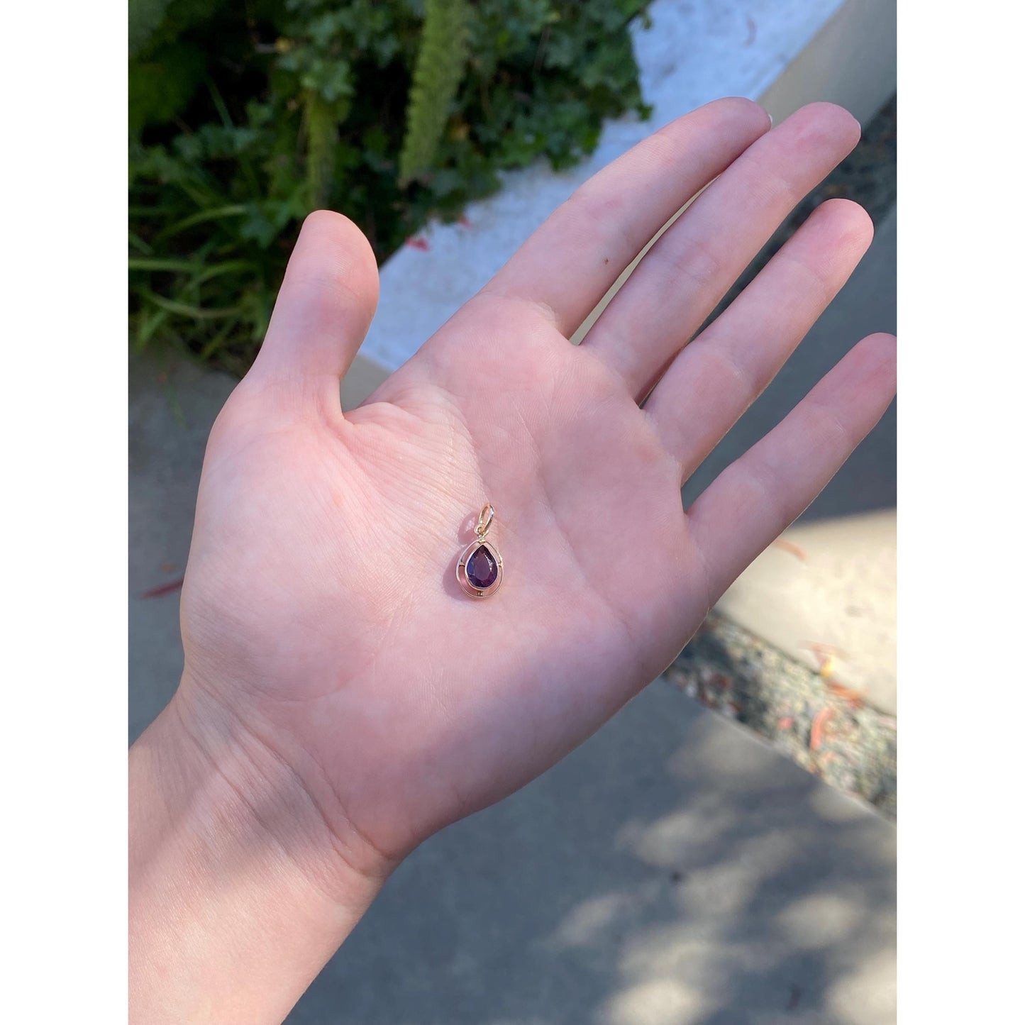 Vintage Solid 10k Yellow Gold Purple Cubic Zirconia Teardrop Stick Pin Conversion Charm