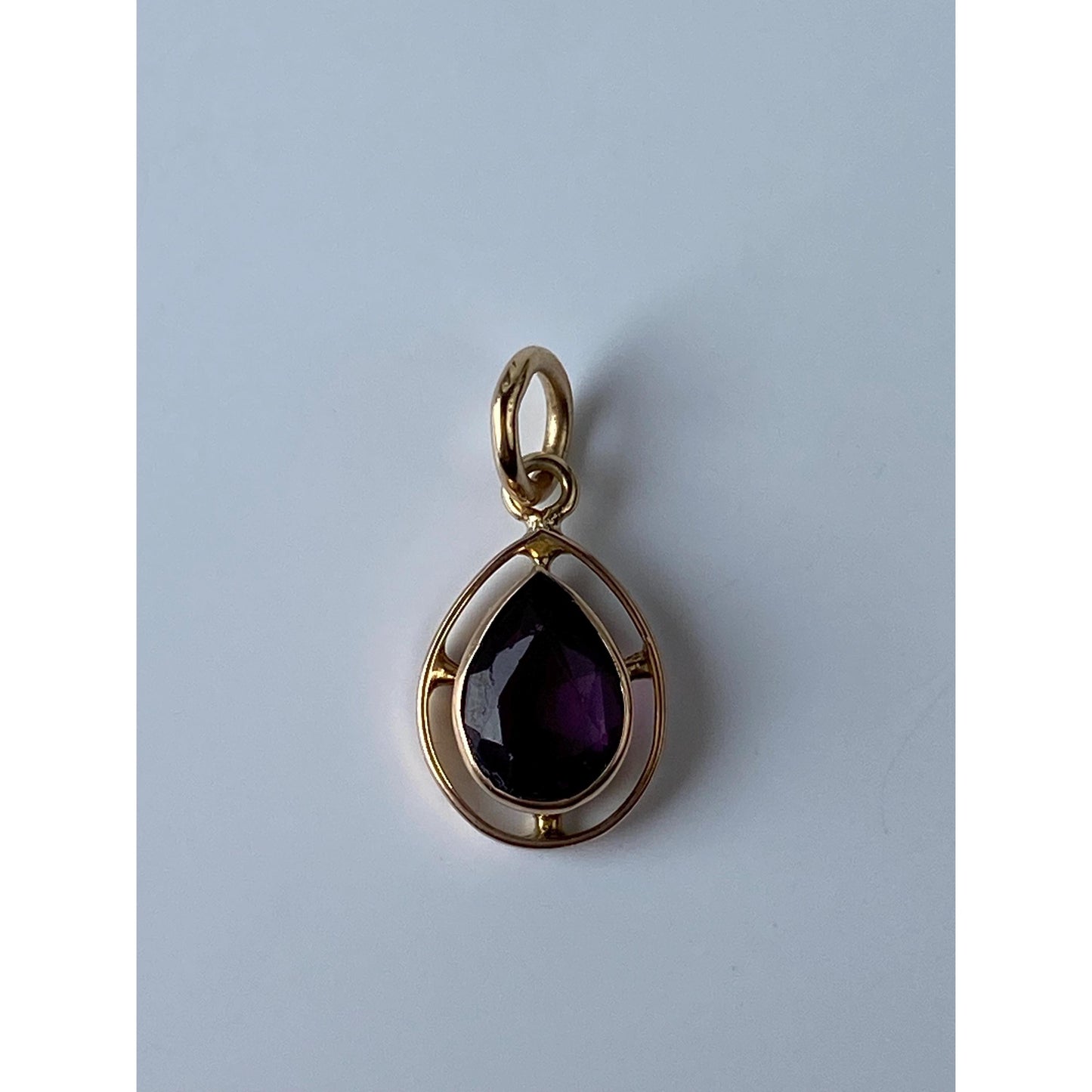 Vintage Solid 10k Yellow Gold Purple Cubic Zirconia Teardrop Stick Pin Conversion Charm