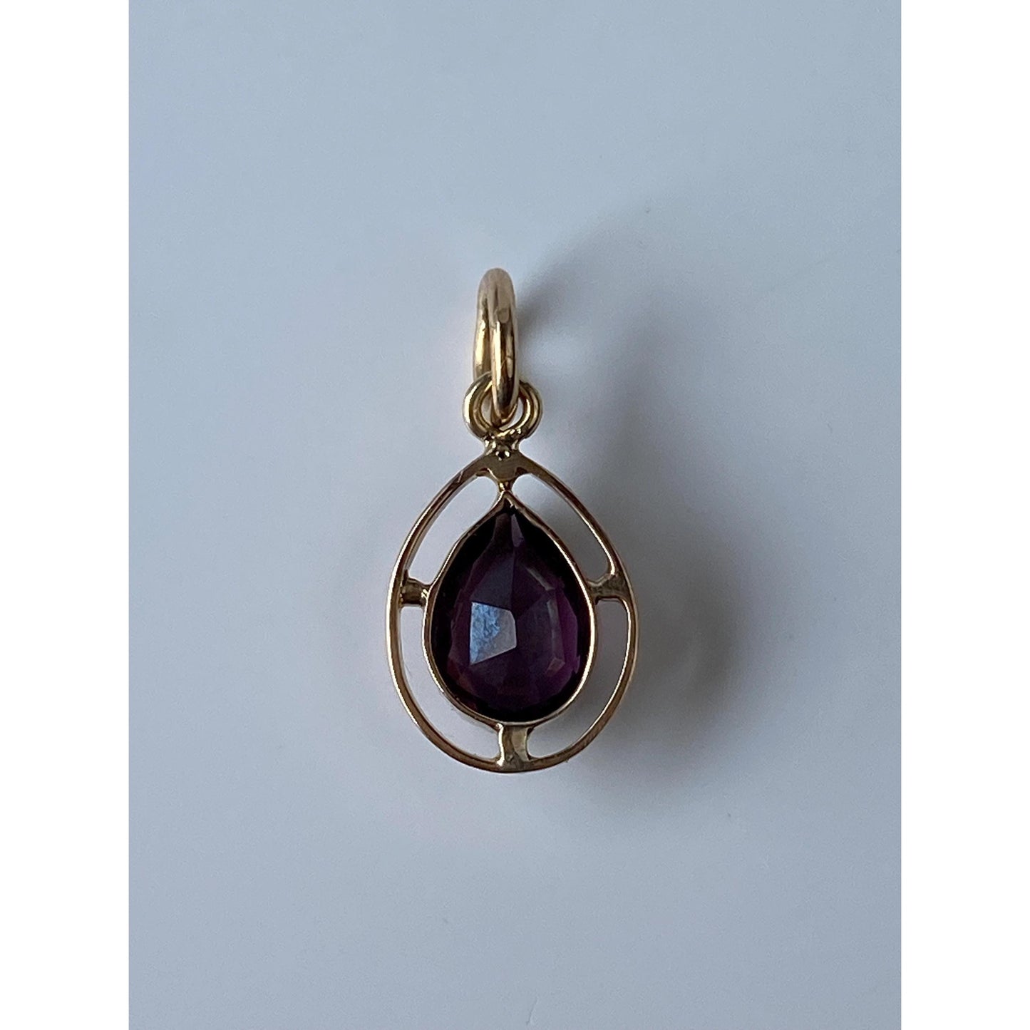 Vintage Solid 10k Yellow Gold Purple Cubic Zirconia Teardrop Stick Pin Conversion Charm