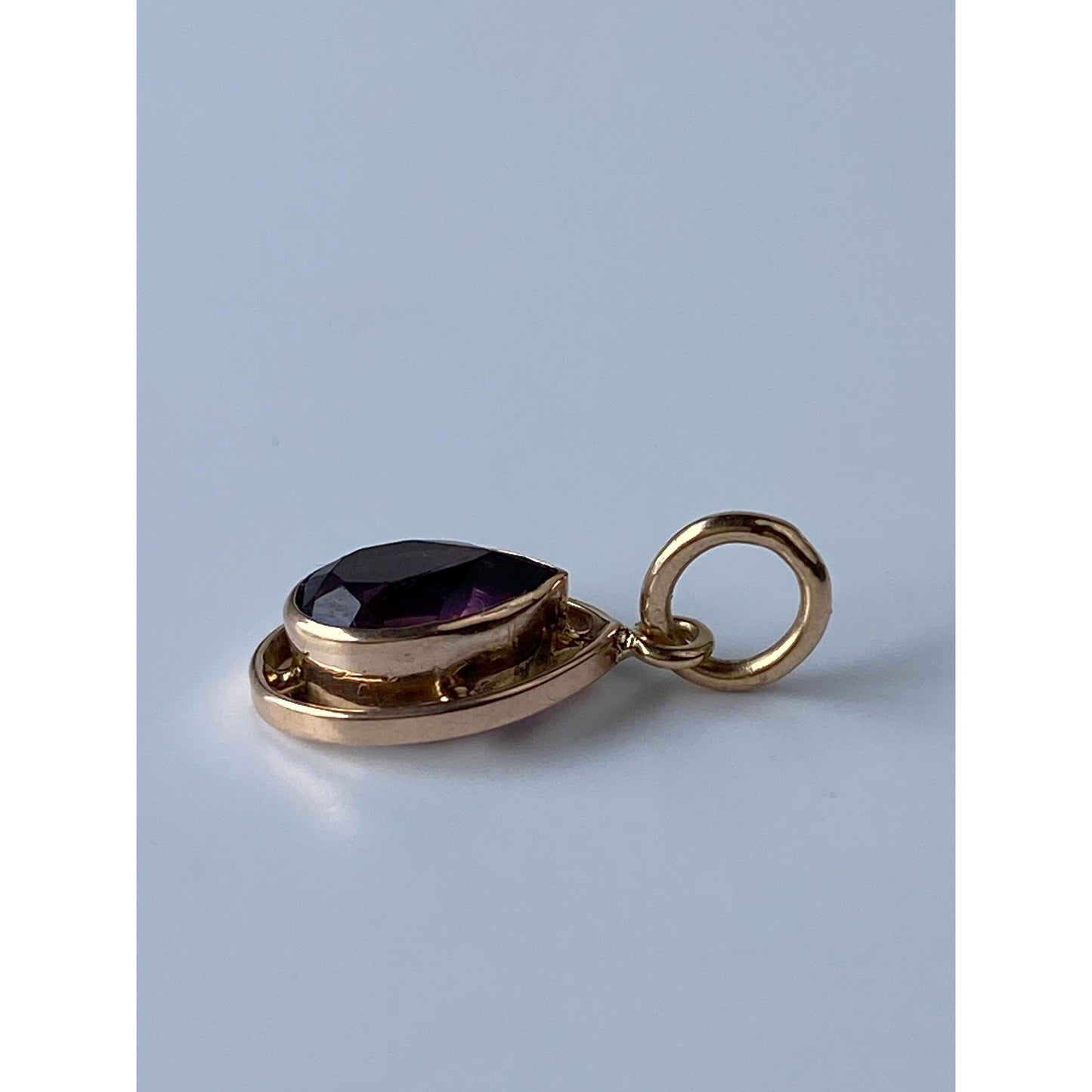 Vintage Solid 10k Yellow Gold Purple Cubic Zirconia Teardrop Stick Pin Conversion Charm