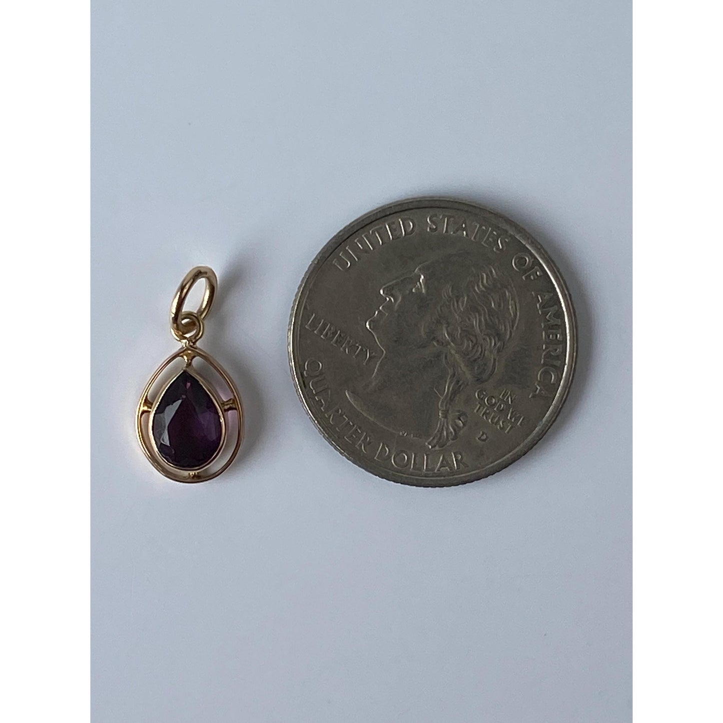 Vintage Solid 10k Yellow Gold Purple Cubic Zirconia Teardrop Stick Pin Conversion Charm