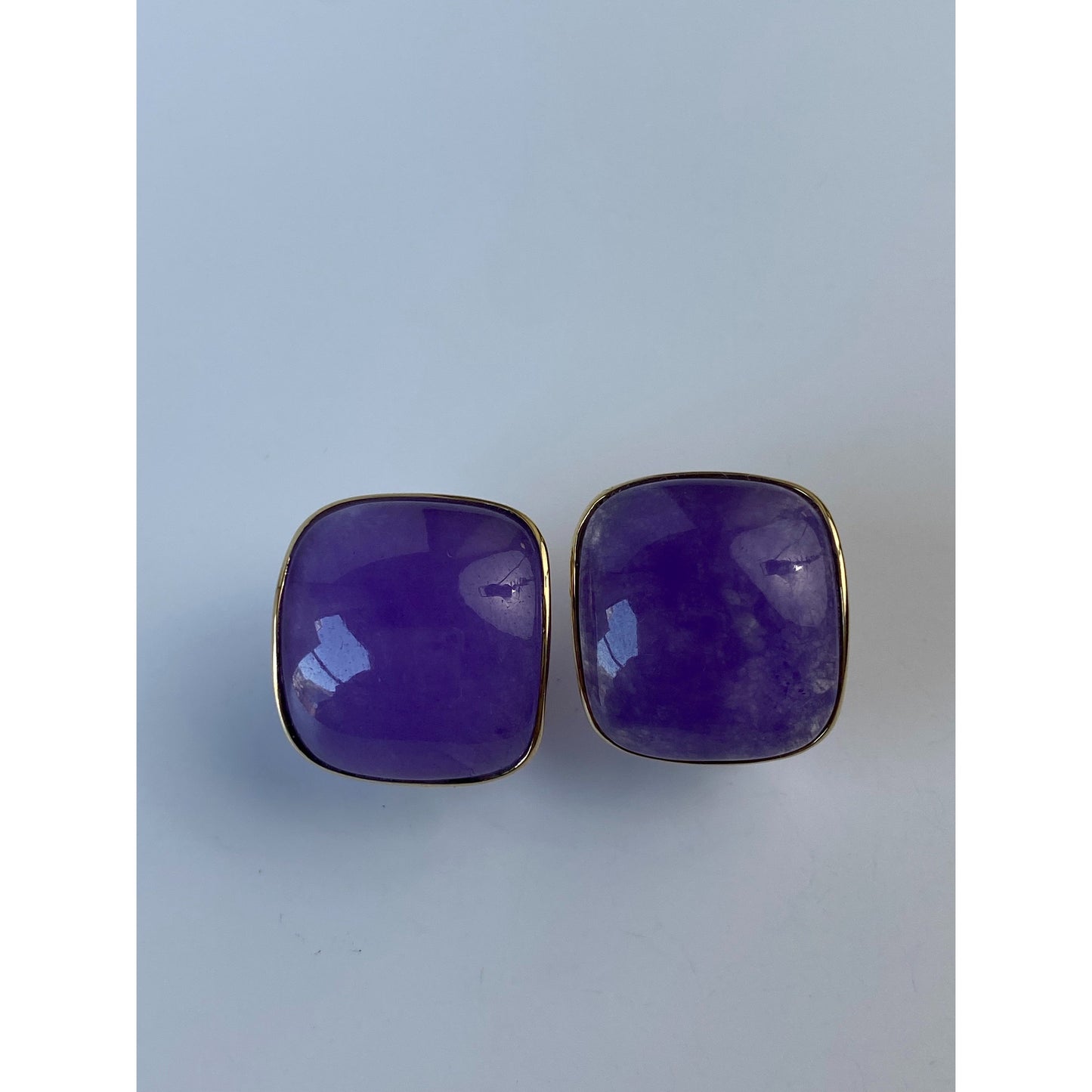 Vintage Solid 14k Yellow Gold Purple Stone Stud Earrings