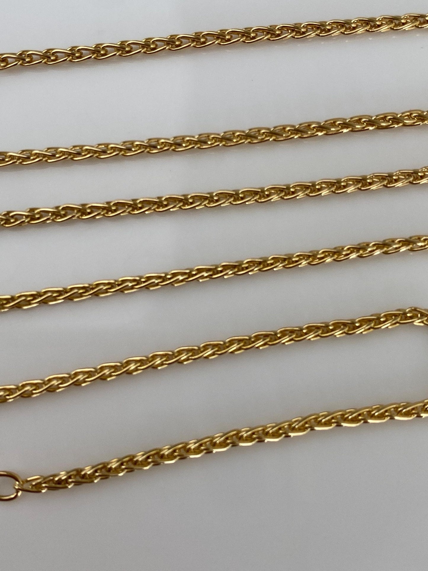 Vintage Solid 18k Yellow Gold Wheat Chain Necklace - 18 inches
