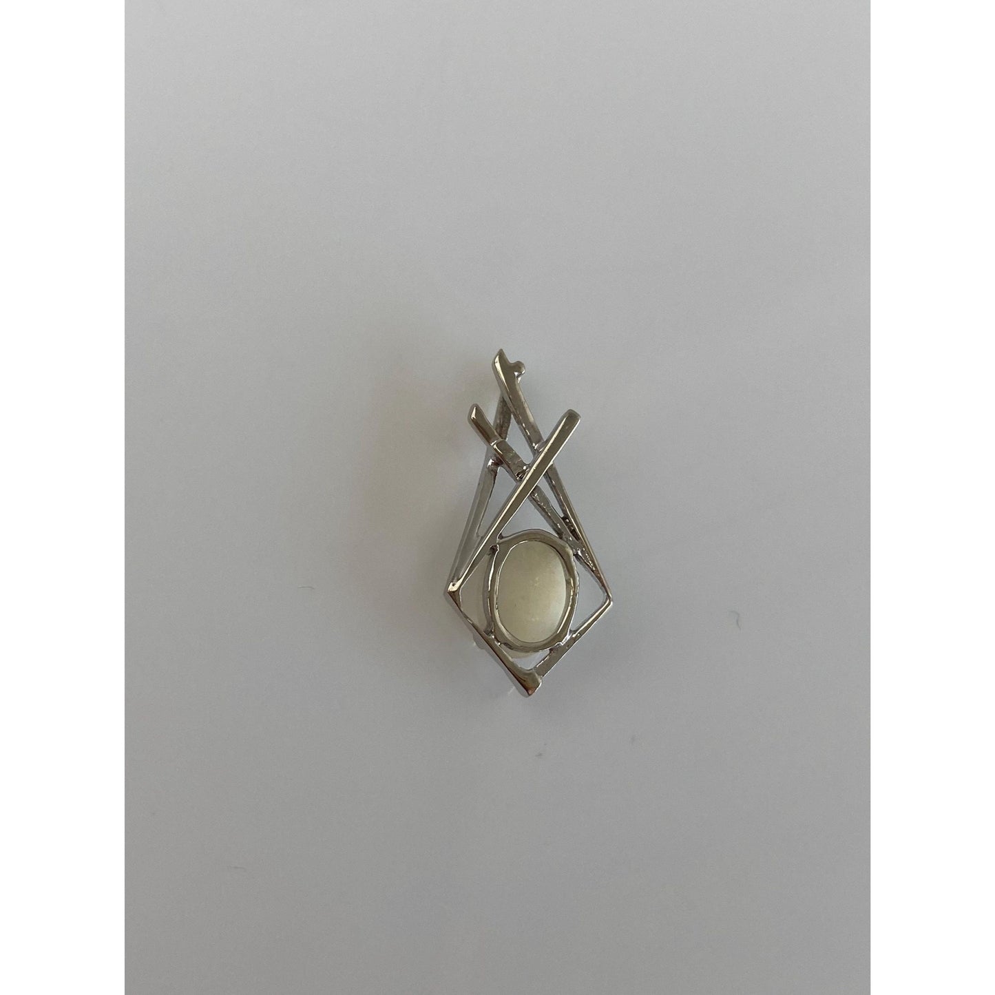 Solid 14k White Gold Opal Slide Charm