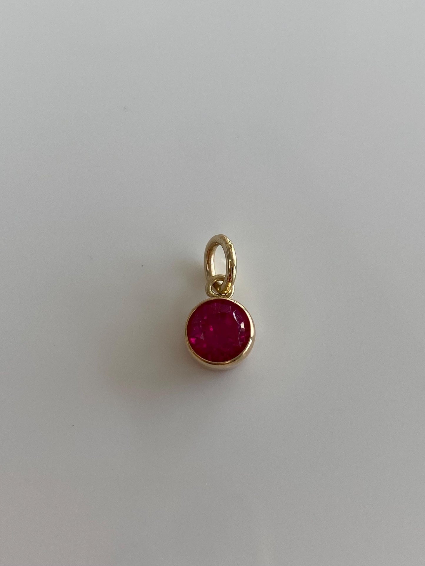 Vintage Solid 12k Yellow Gold Bezel Set Pink Sapphire Charm