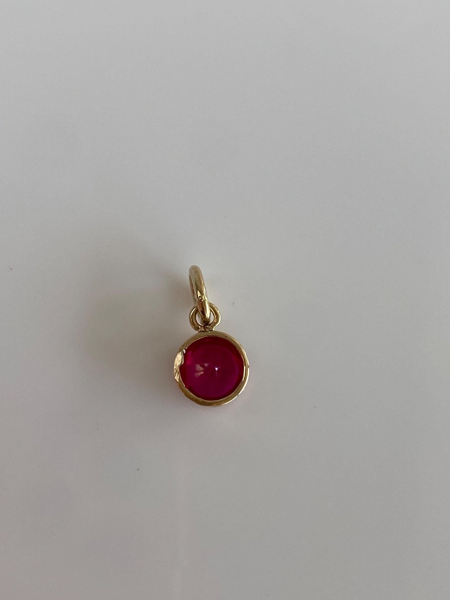 Vintage Solid 12k Yellow Gold Bezel Set Pink Sapphire Charm
