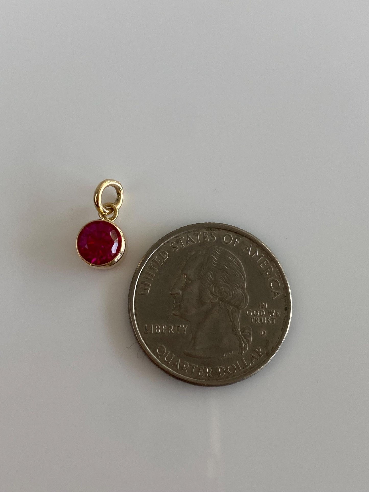 Vintage Solid 12k Yellow Gold Bezel Set Pink Sapphire Charm