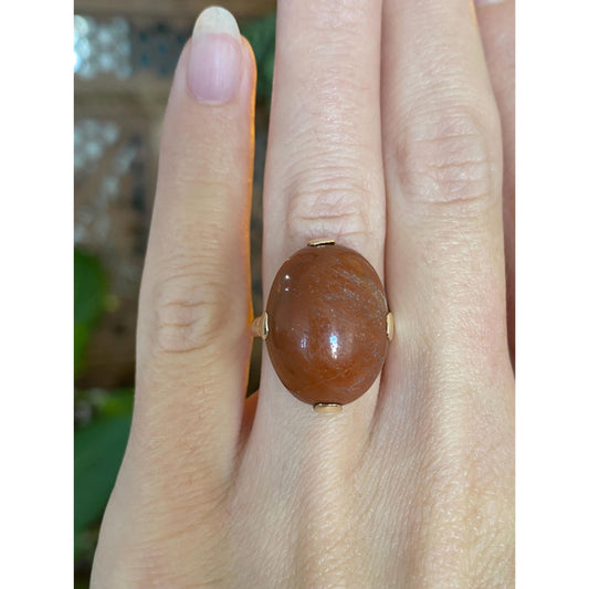 Vintage Solid 10k Yellow Gold Carnelian Ring - Size 5