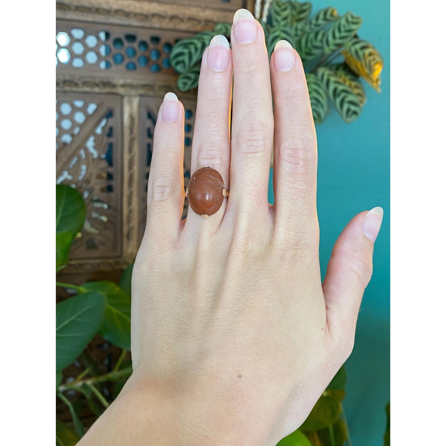 Vintage Solid 10k Yellow Gold Carnelian Ring - Size 5