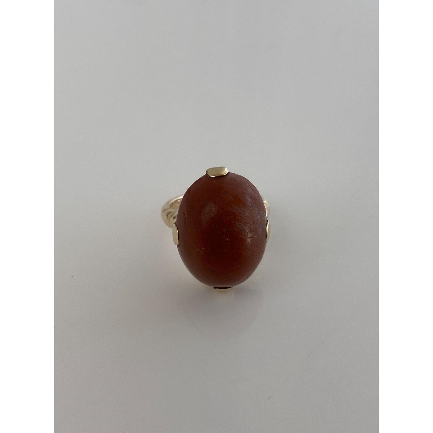 Vintage Solid 10k Yellow Gold Carnelian Ring - Size 5