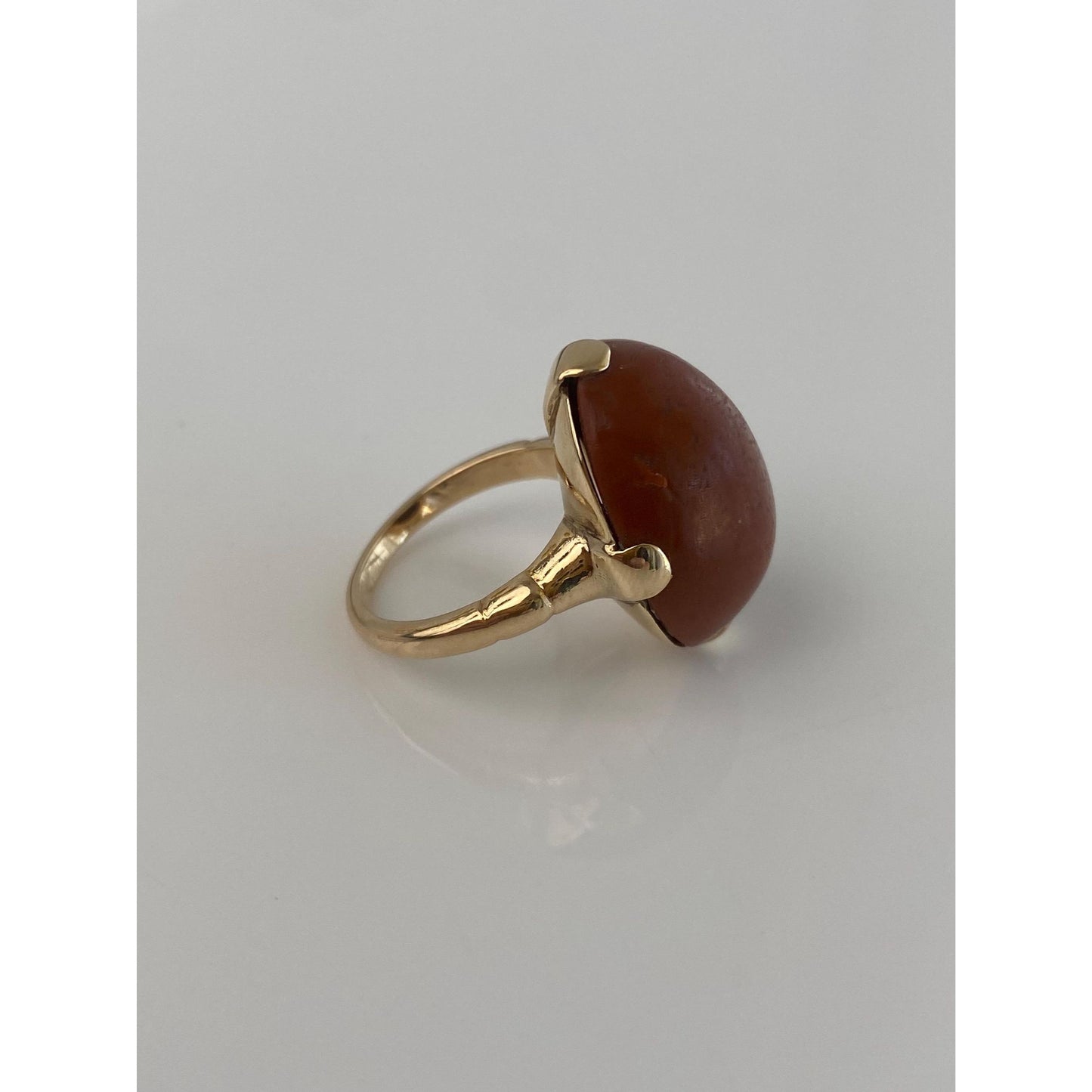 Vintage Solid 10k Yellow Gold Carnelian Ring - Size 5