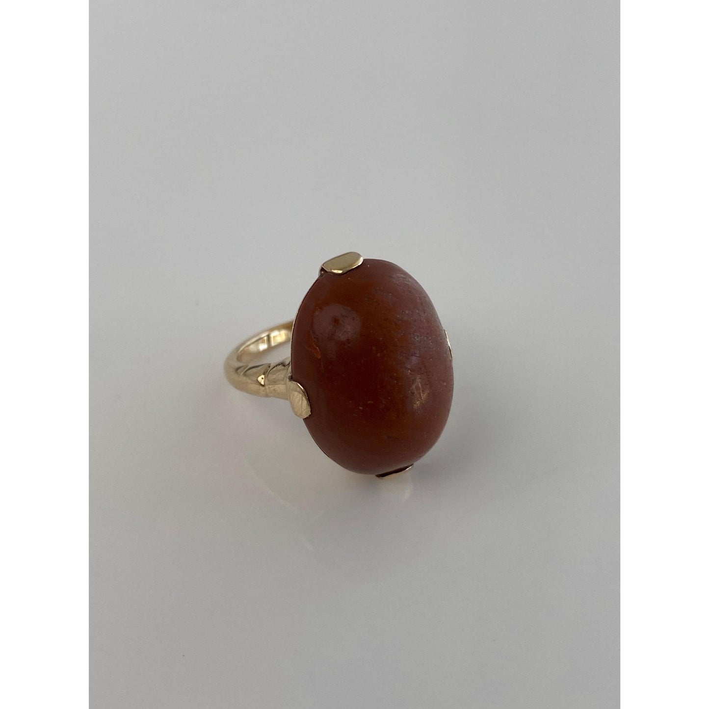 Vintage Solid 10k Yellow Gold Carnelian Ring - Size 5