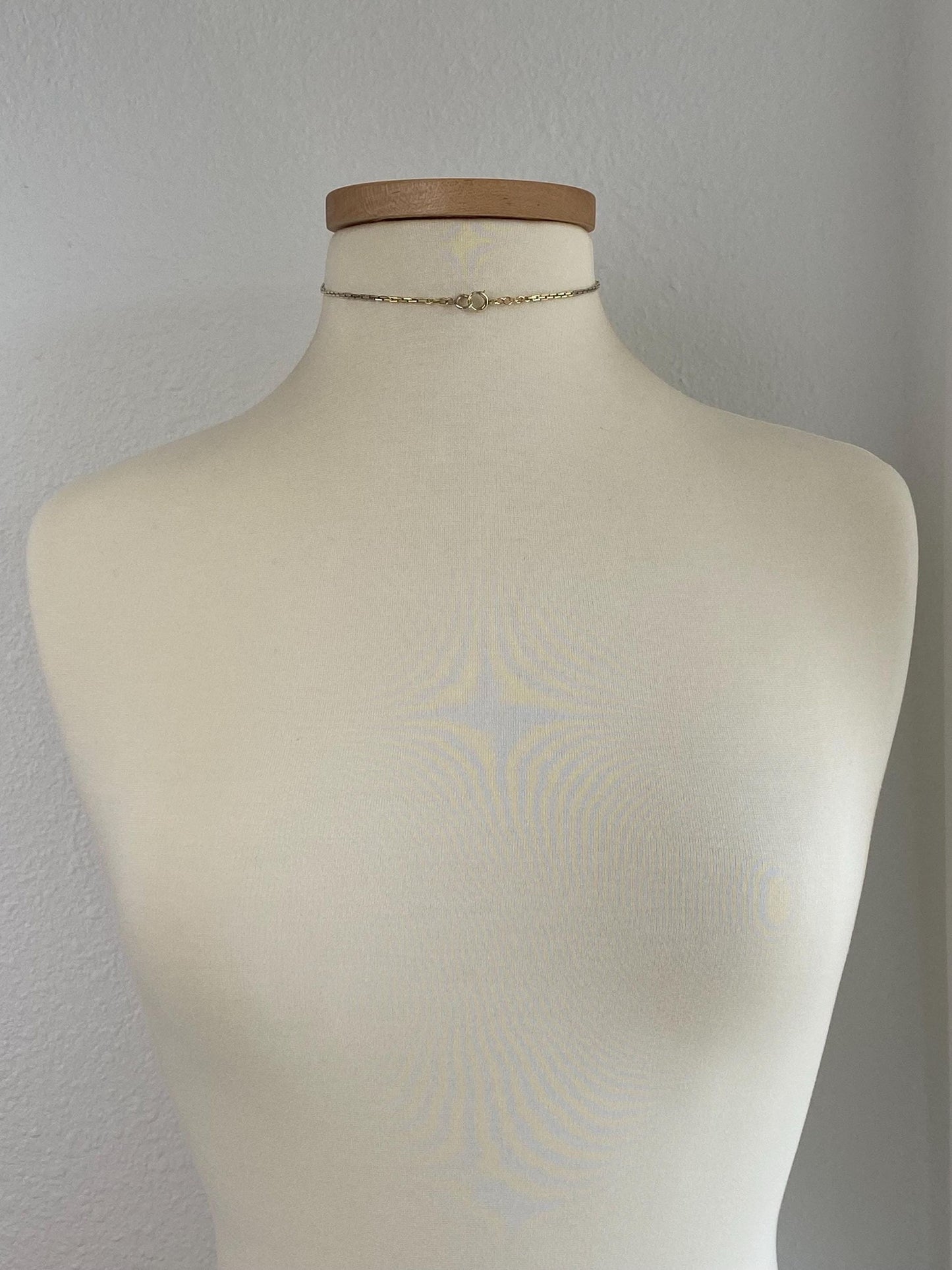 Vintage Solid 14k White & Yellow Gold Biker Link Pocket Watch Chain Necklace - 14 inches
