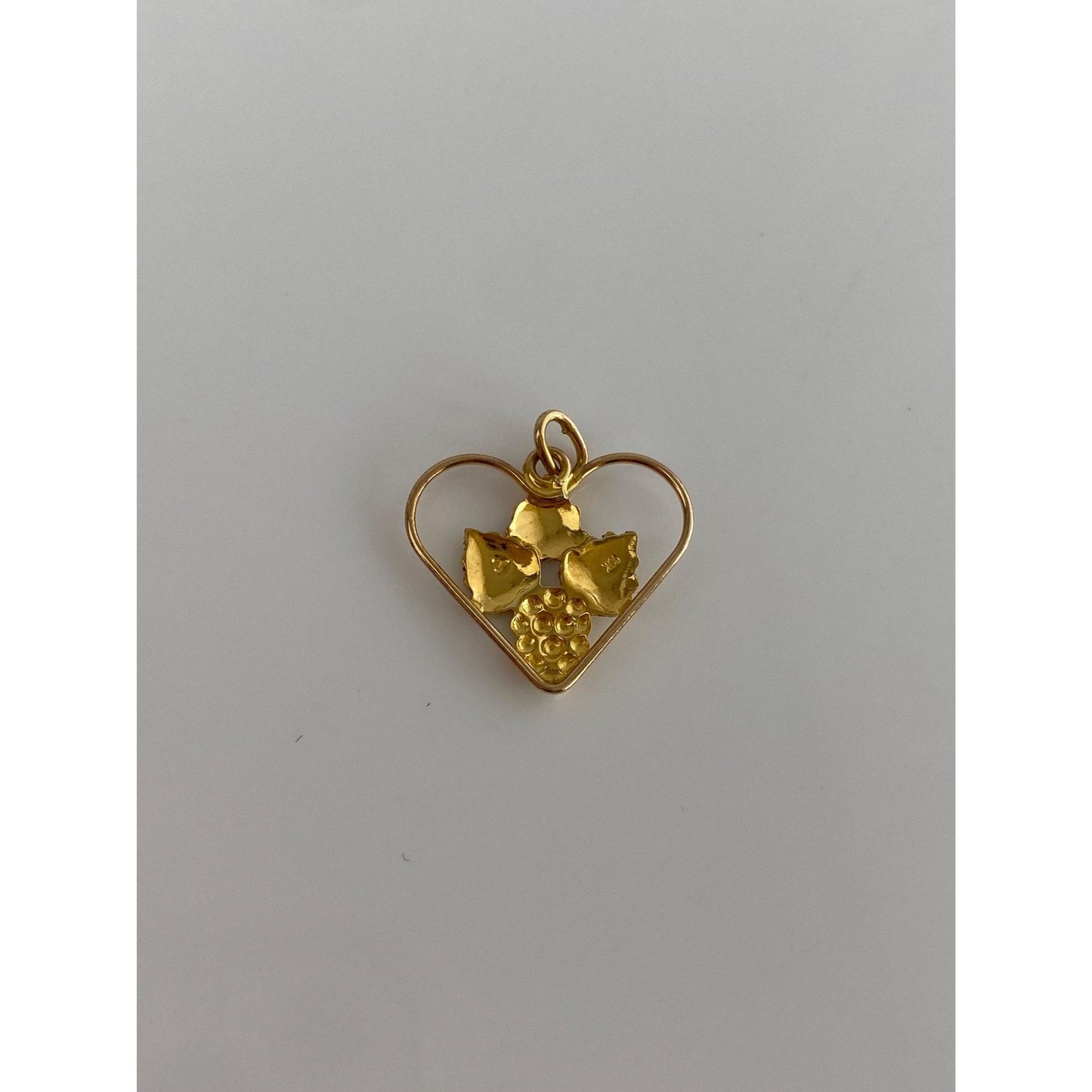 Vintage Solid 10k Black Hills Gold Grape Leaves Heart Charm