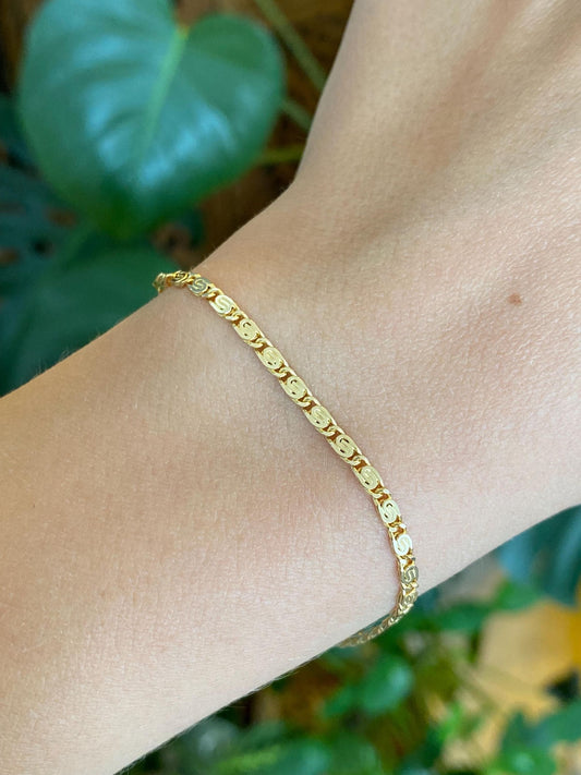 Vintage Solid 14k Yellow Gold Spiral Link Bracelet - 7 inches