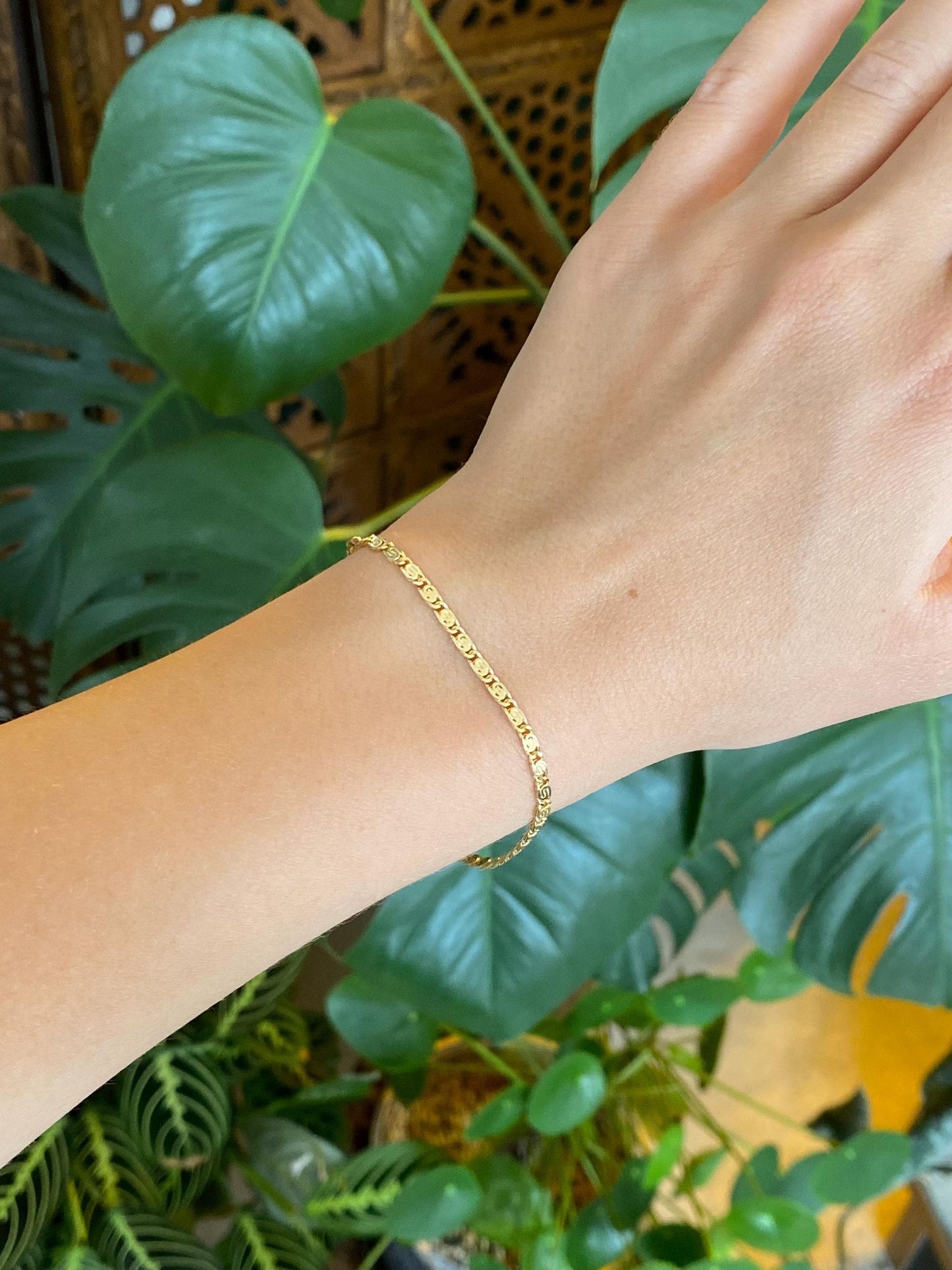 Vintage Solid 14k Yellow Gold Spiral Link Bracelet - 7 inches