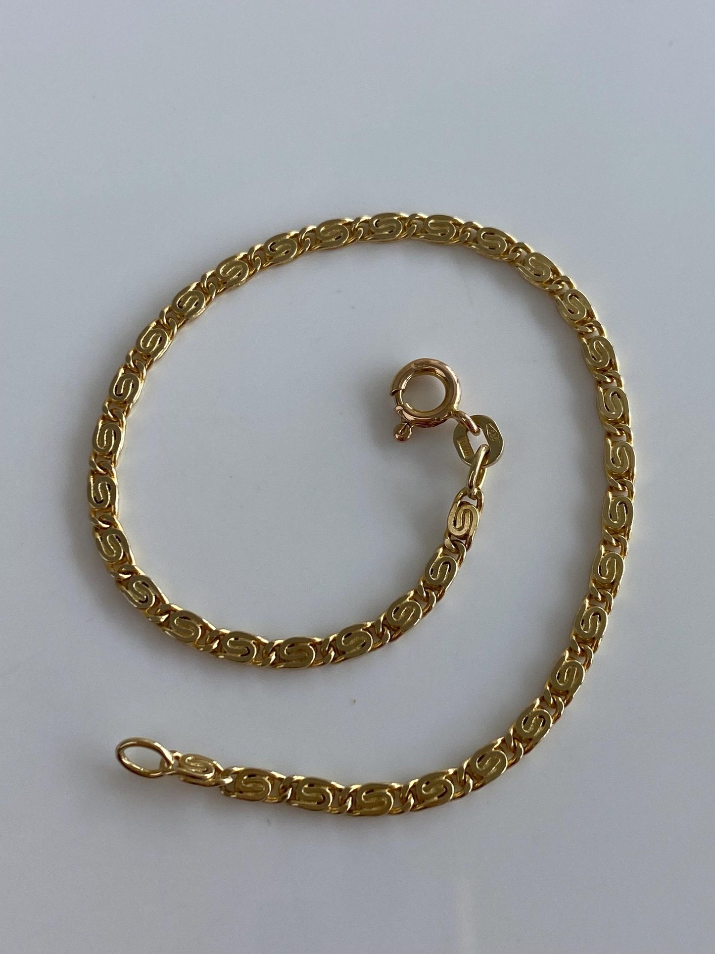 Vintage Solid 14k Yellow Gold Spiral Link Bracelet - 7 inches