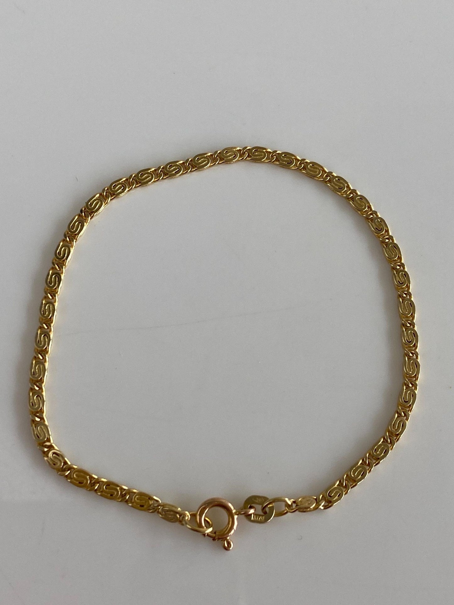 Vintage Solid 14k Yellow Gold Spiral Link Bracelet - 7 inches