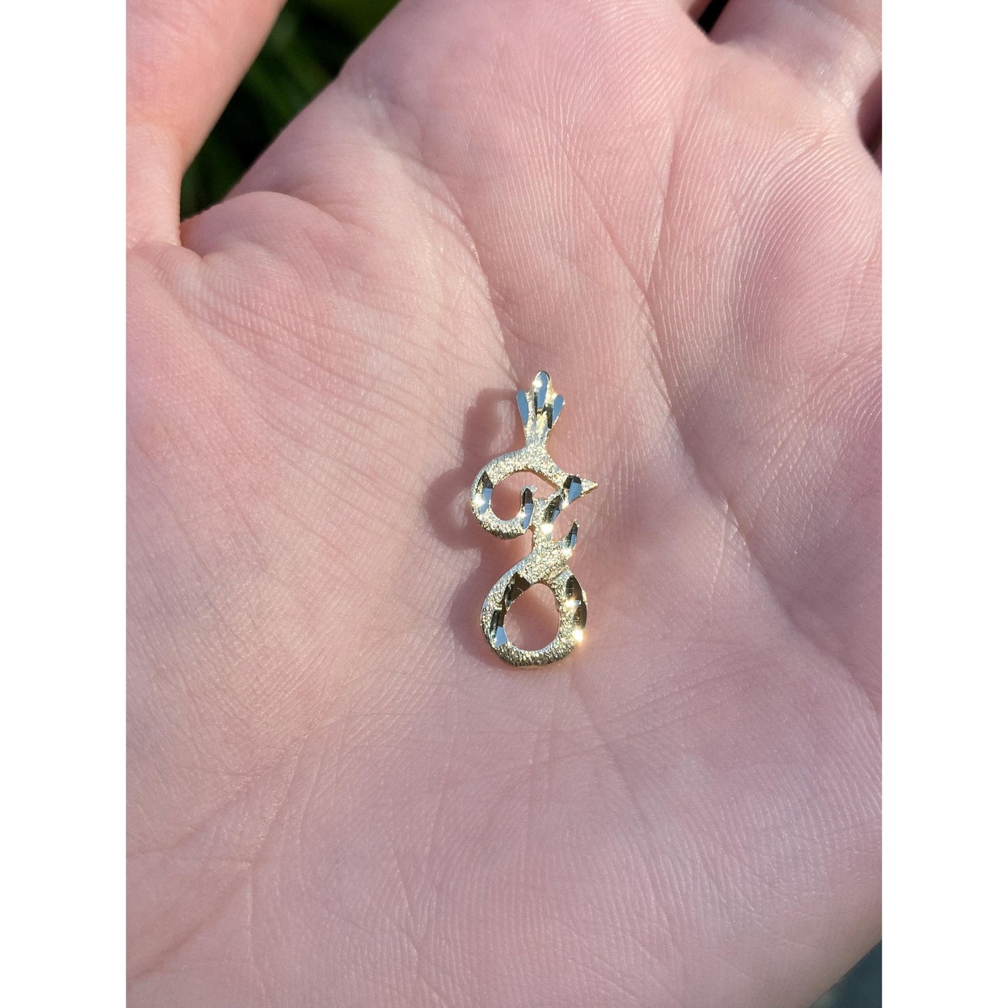 Solid 14k Yellow Gold Diamond Cut Initial 'J' Charm