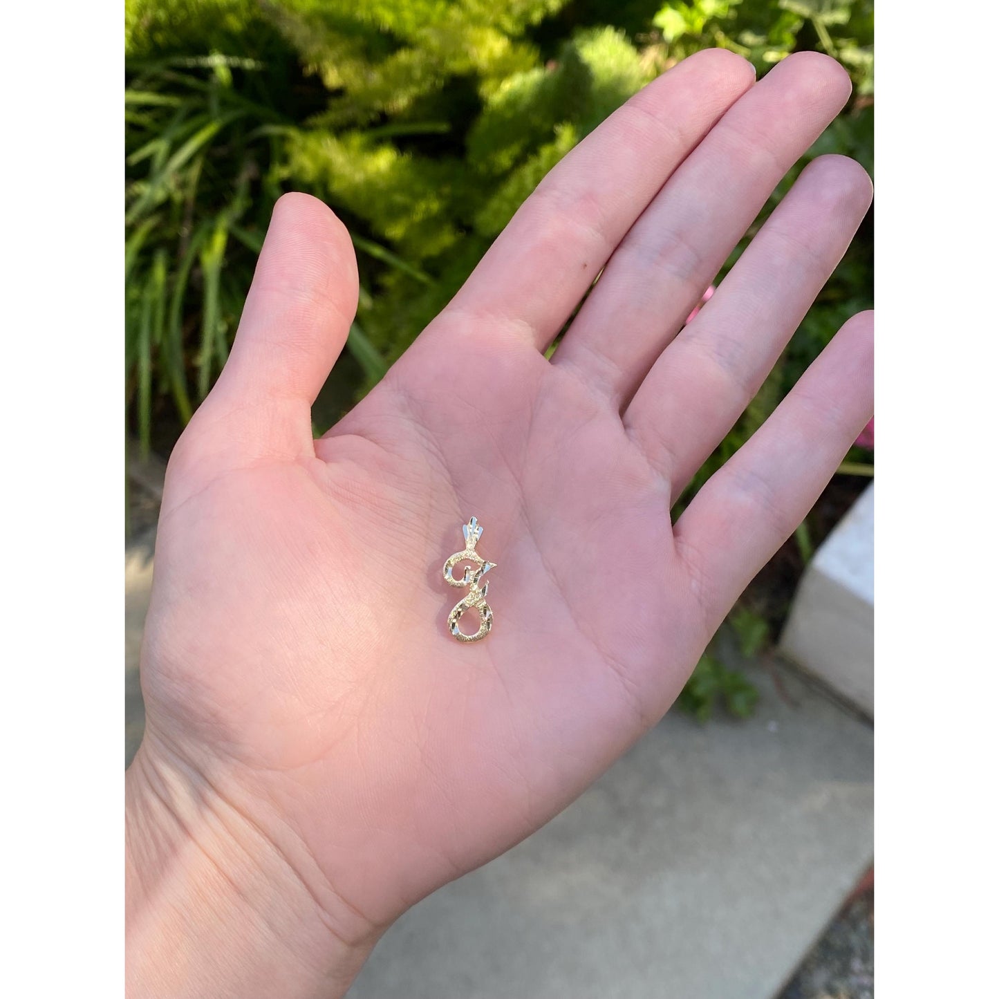 Solid 14k Yellow Gold Diamond Cut Initial 'J' Charm