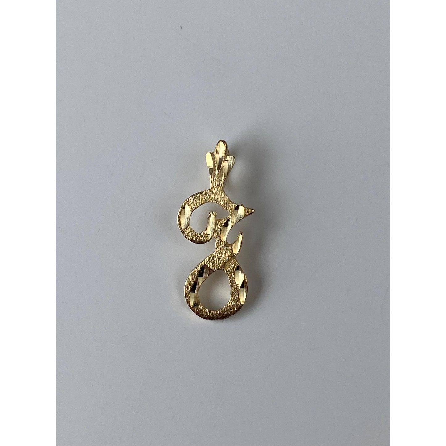 Solid 14k Yellow Gold Diamond Cut Initial 'J' Charm