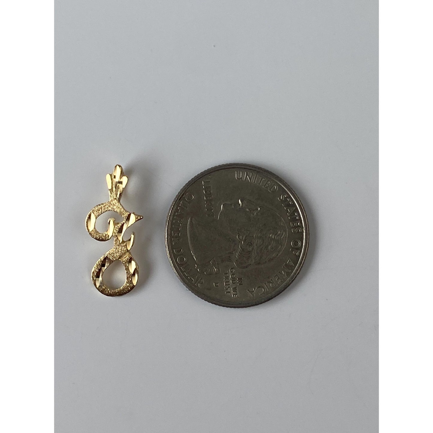 Solid 14k Yellow Gold Diamond Cut Initial 'J' Charm