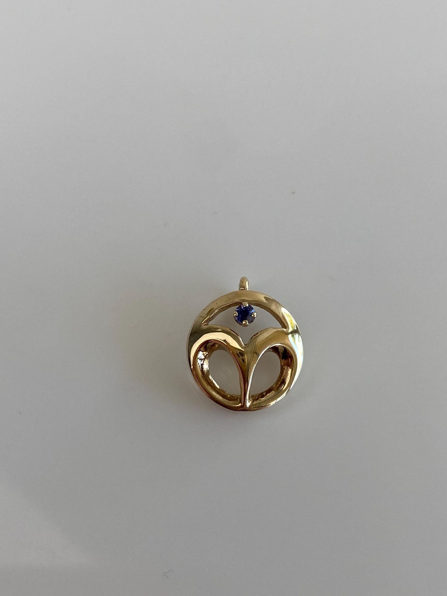 Vintage Solid 10k Yellow Gold Blue Sapphire Charm
