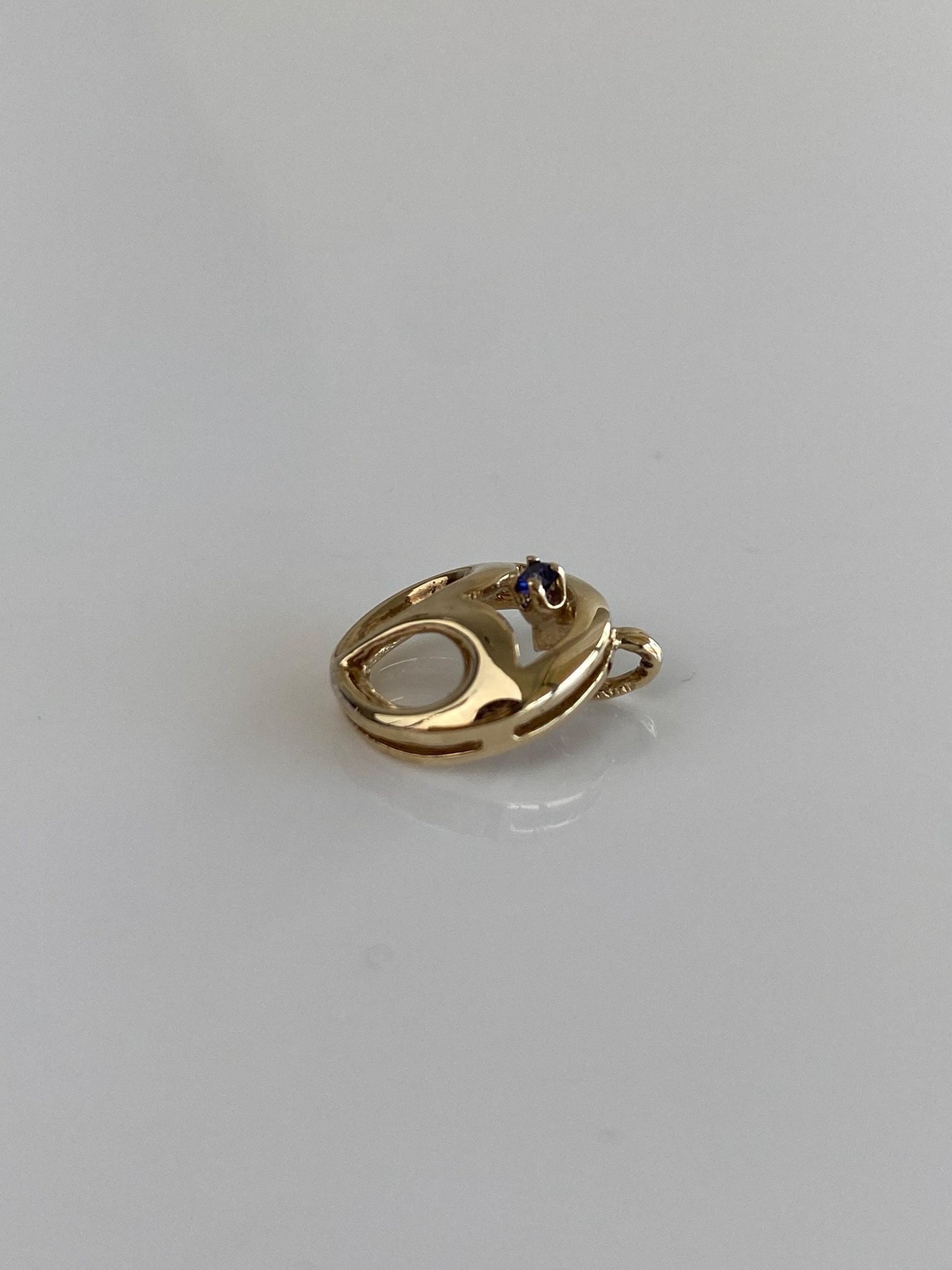Vintage Solid 10k Yellow Gold Blue Sapphire Charm
