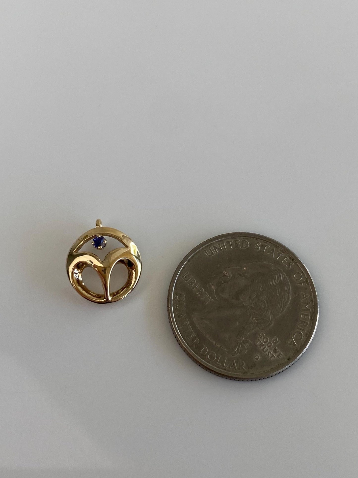 Vintage Solid 10k Yellow Gold Blue Sapphire Charm