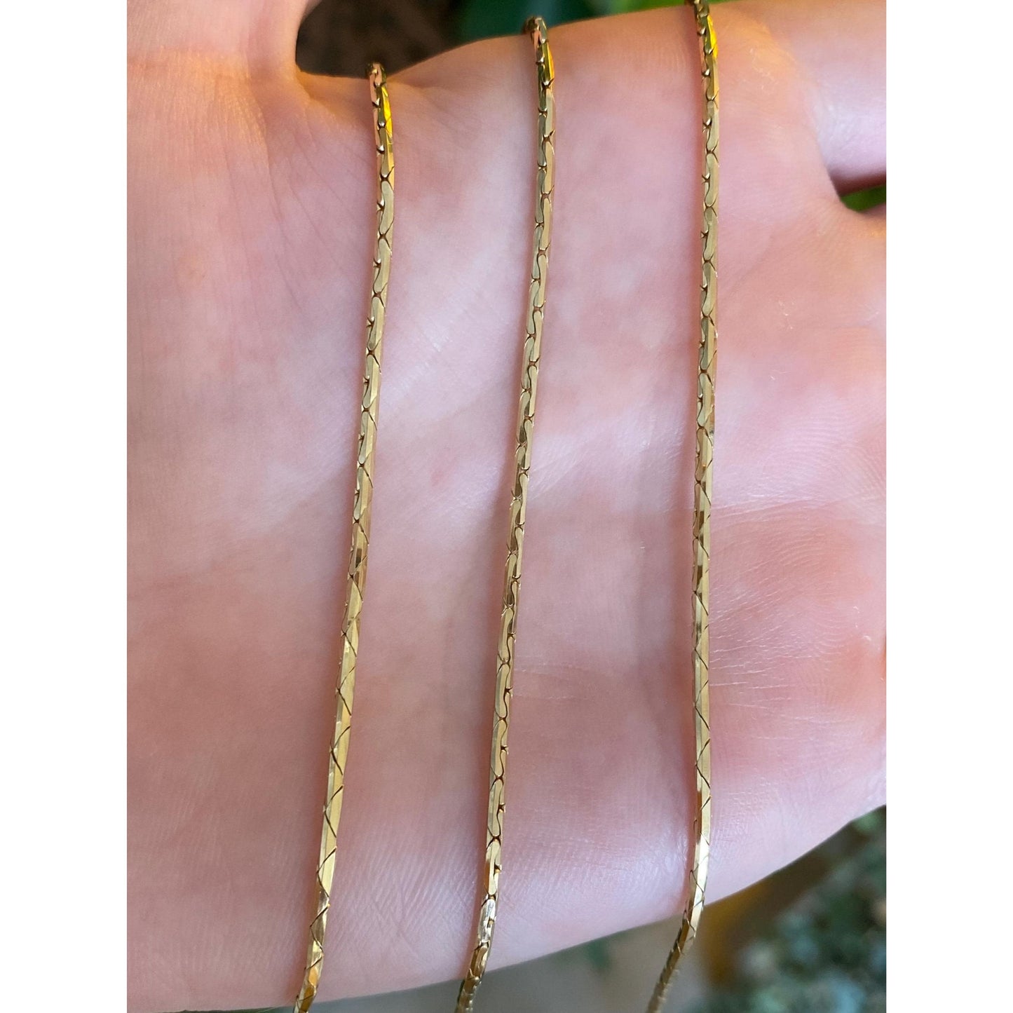 Vintage Solid 14k Yellow Gold Long Round Triangle Link Chain Necklace - 24 inches