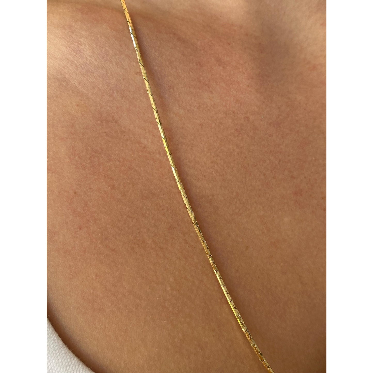 Vintage Solid 14k Yellow Gold Long Round Triangle Link Chain Necklace - 24 inches