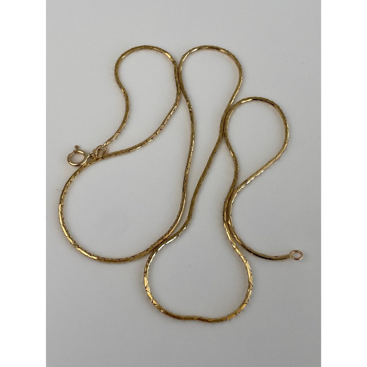 Vintage Solid 14k Yellow Gold Long Round Triangle Link Chain Necklace - 24 inches