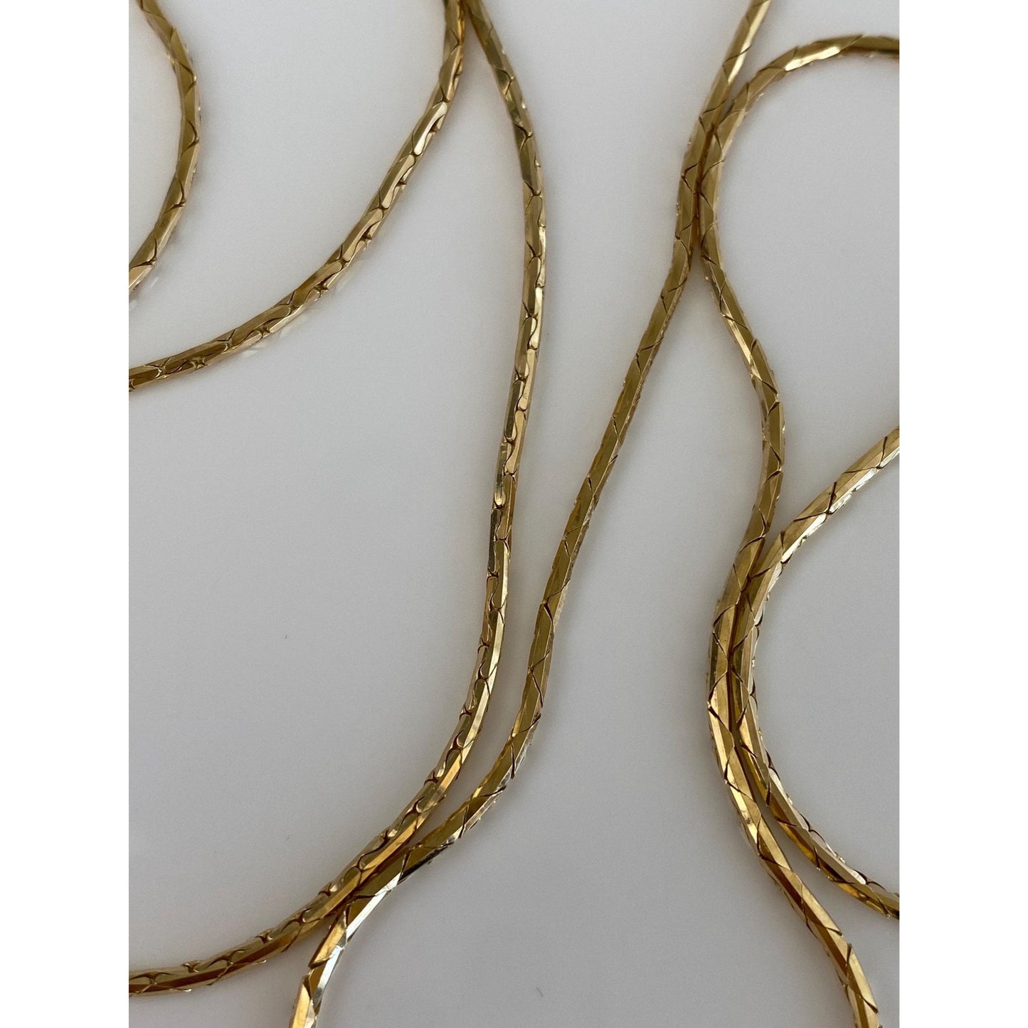 Vintage Solid 14k Yellow Gold Long Round Triangle Link Chain Necklace - 24 inches