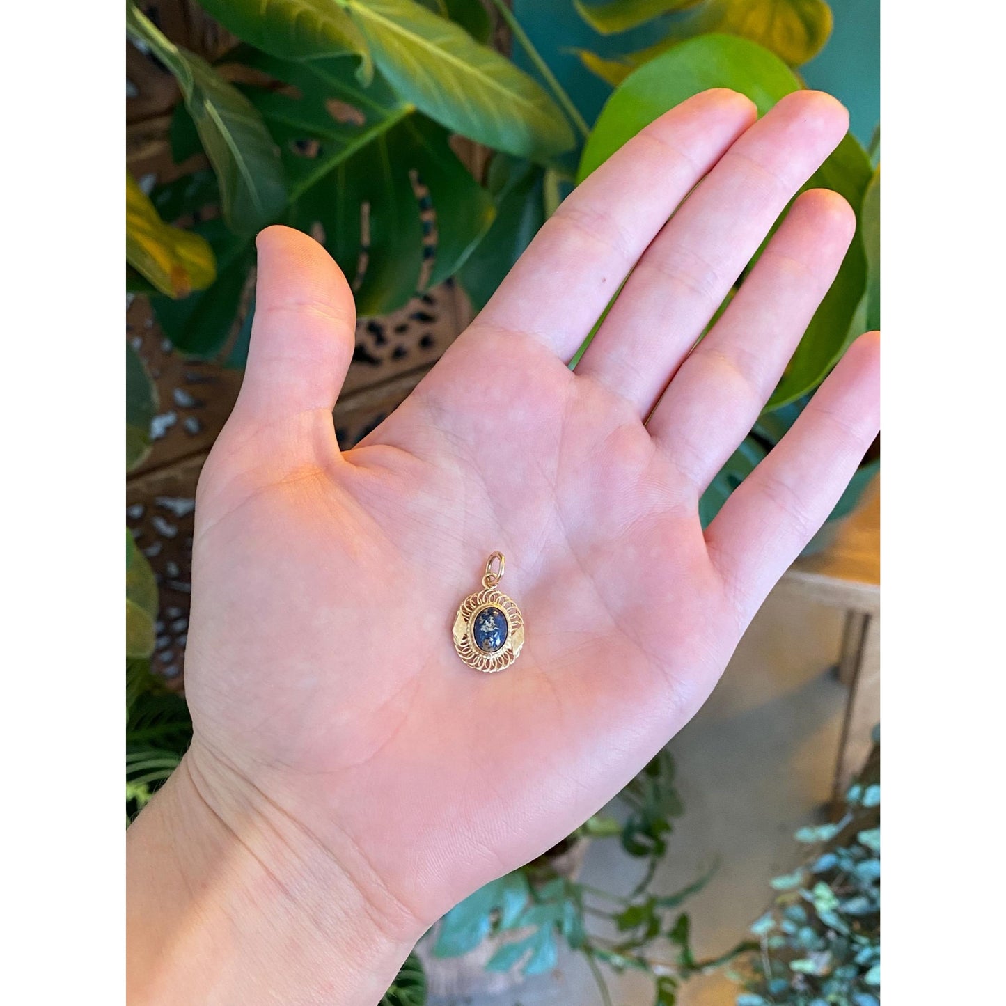 Vintage Solid 14k Yellow Gold Blue Lapis Stick Pin Conversion Charm