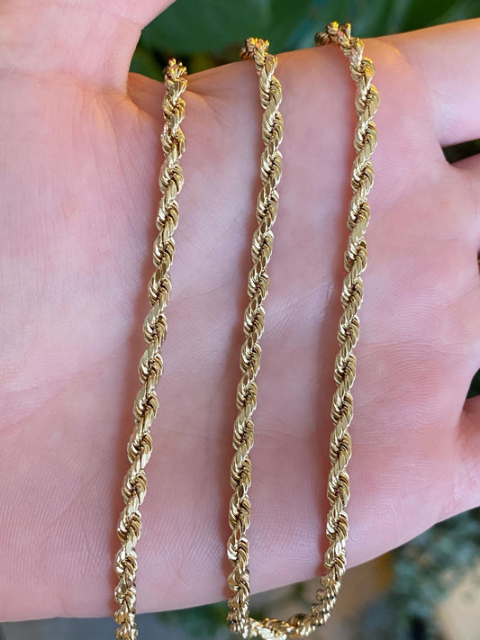 Vintage 14k Yellow Gold Rope Chain Necklace - 20.5 inches