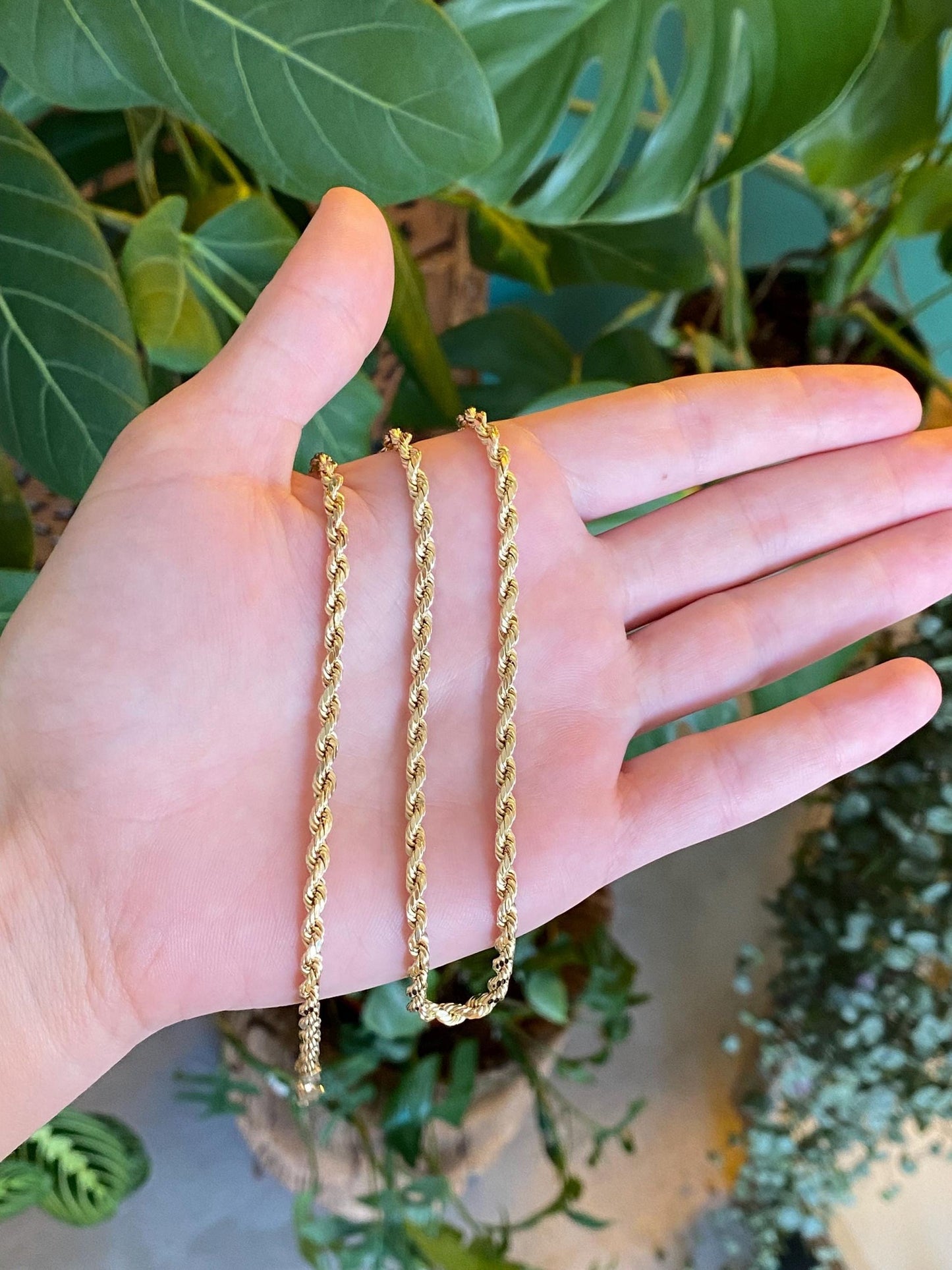 Vintage 14k Yellow Gold Rope Chain Necklace - 20.5 inches