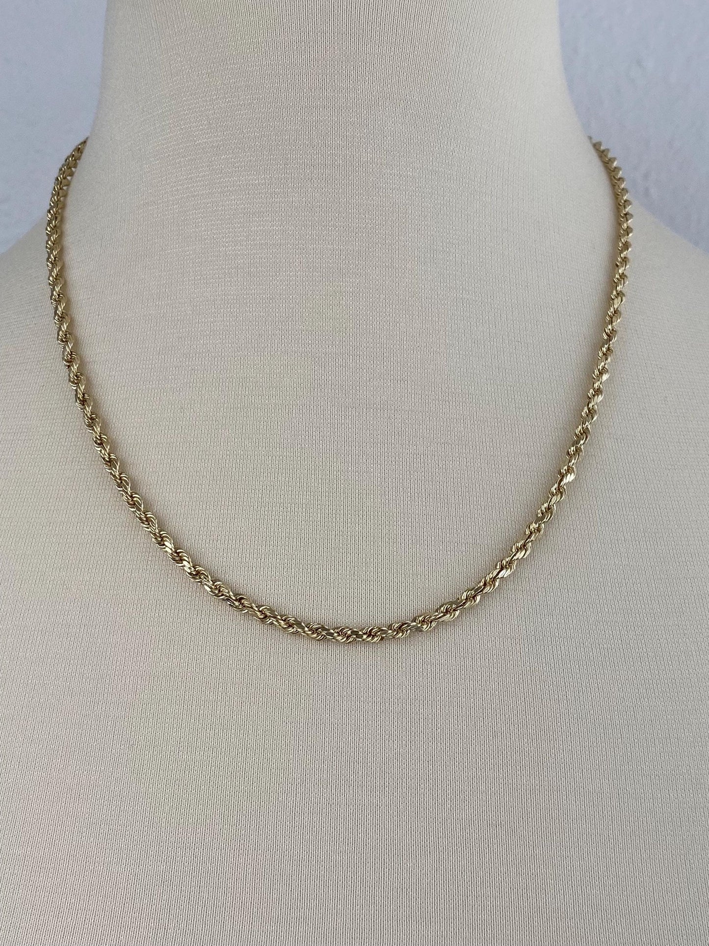 Vintage 14k Yellow Gold Rope Chain Necklace - 20.5 inches