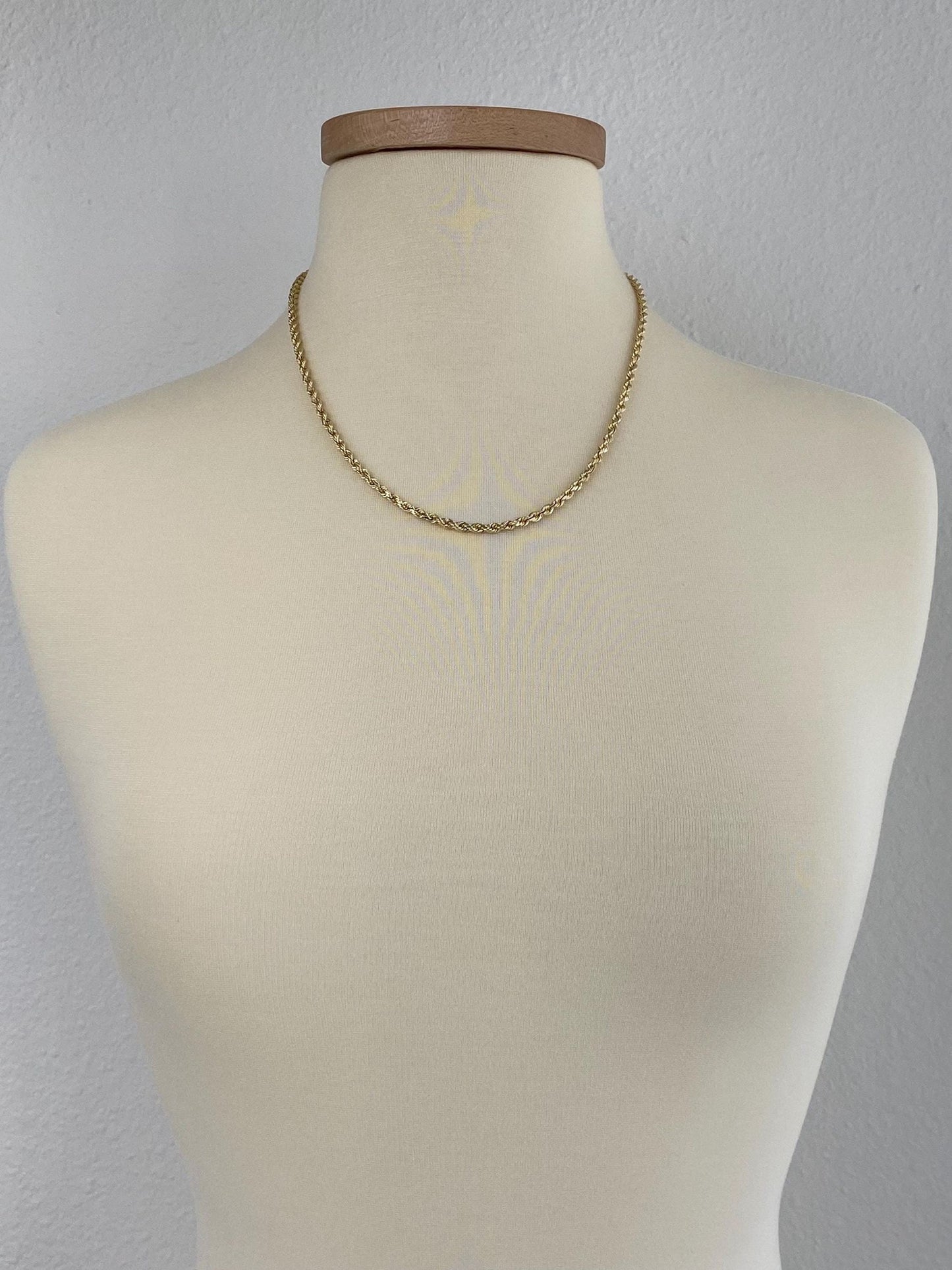 Vintage 14k Yellow Gold Rope Chain Necklace - 20.5 inches