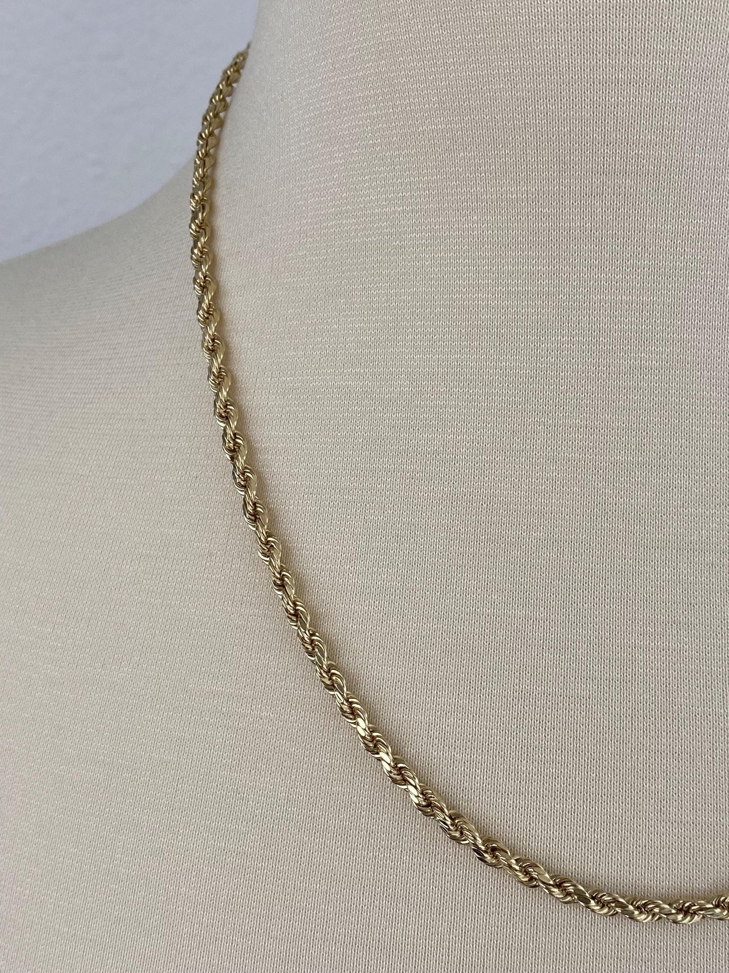 Vintage 14k Yellow Gold Rope Chain Necklace - 20.5 inches