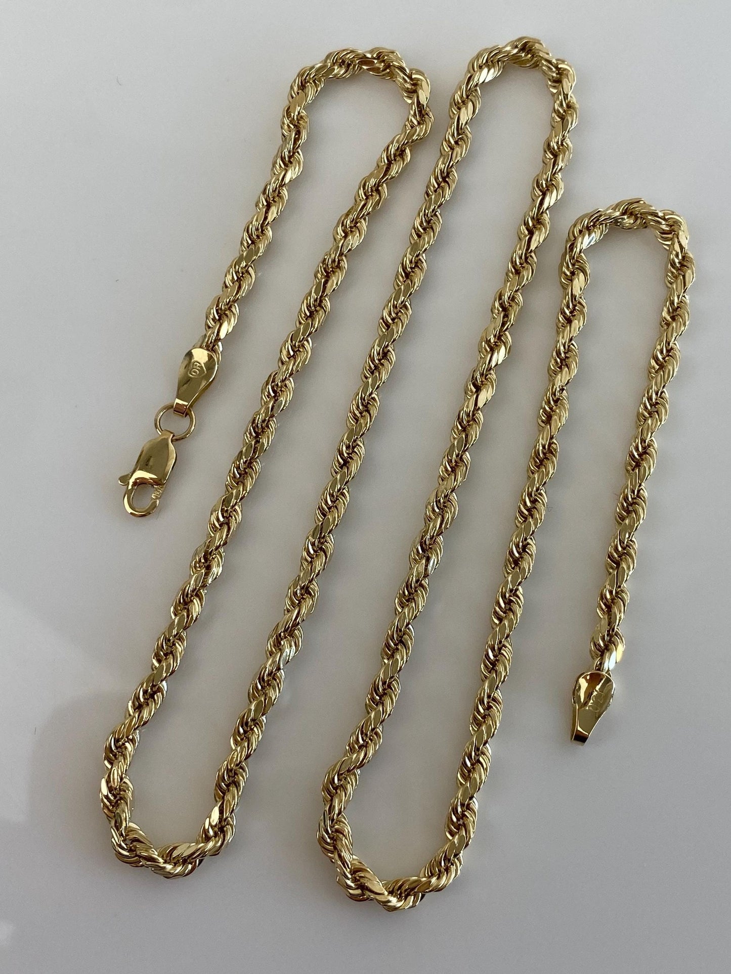 Vintage 14k Yellow Gold Rope Chain Necklace - 20.5 inches
