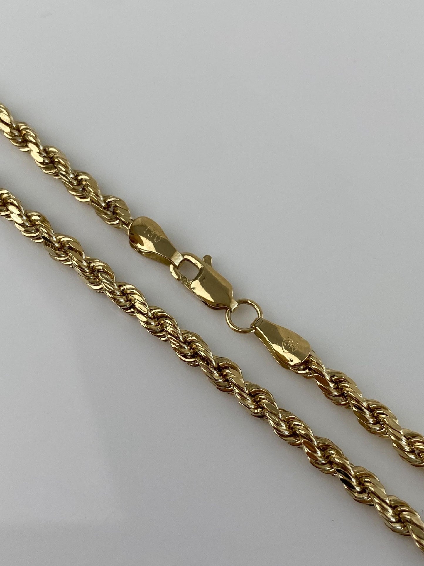 Vintage 14k Yellow Gold Rope Chain Necklace - 20.5 inches