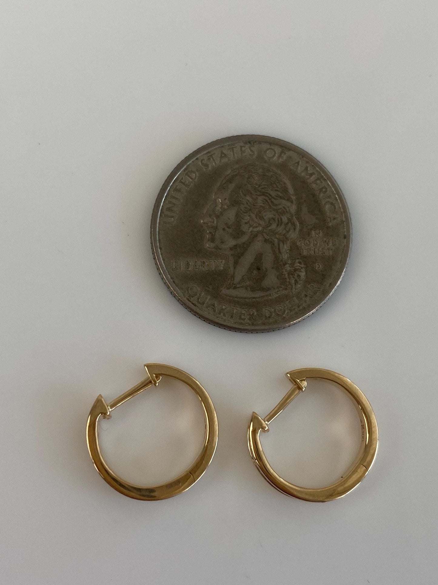 Vintage Solid 14k Yellow Gold Diamond Hoop Earrings