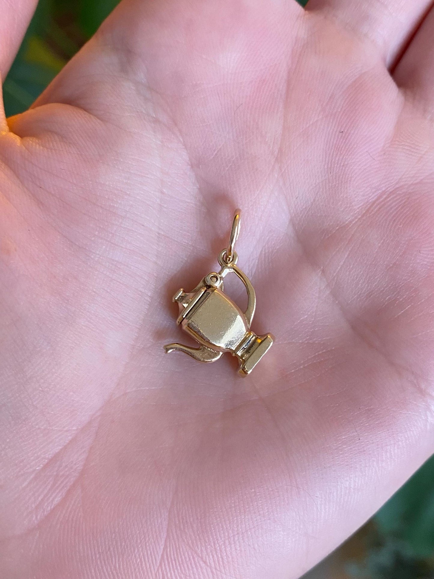 Vintage Solid 14k Yellow Gold Tea Kettle Charm