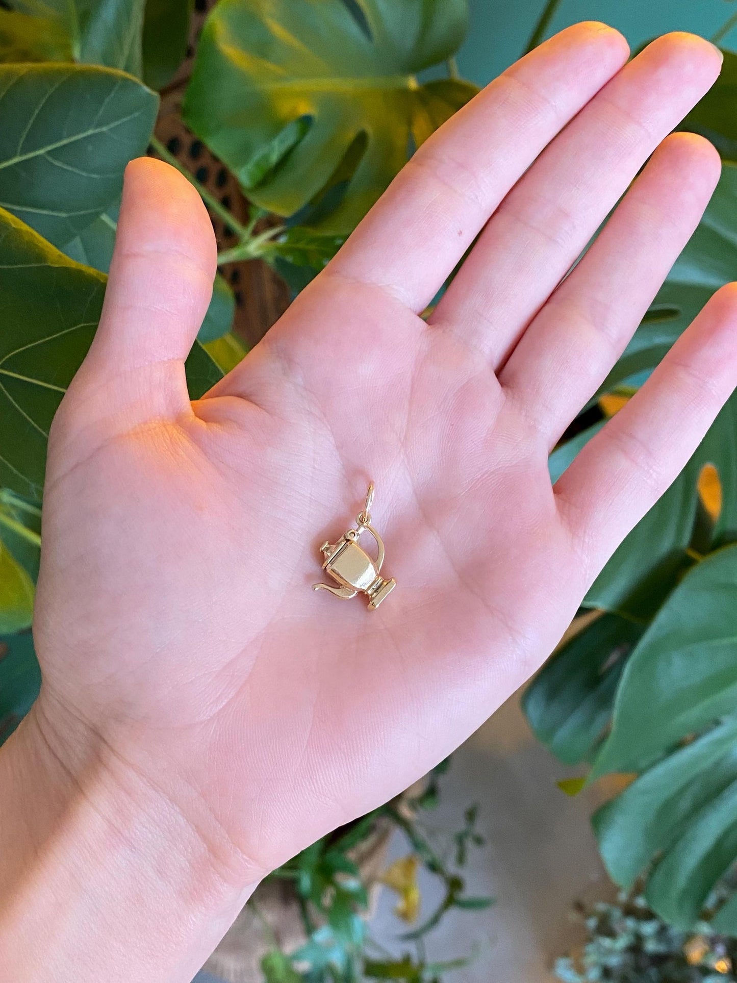 Vintage Solid 14k Yellow Gold Tea Kettle Charm
