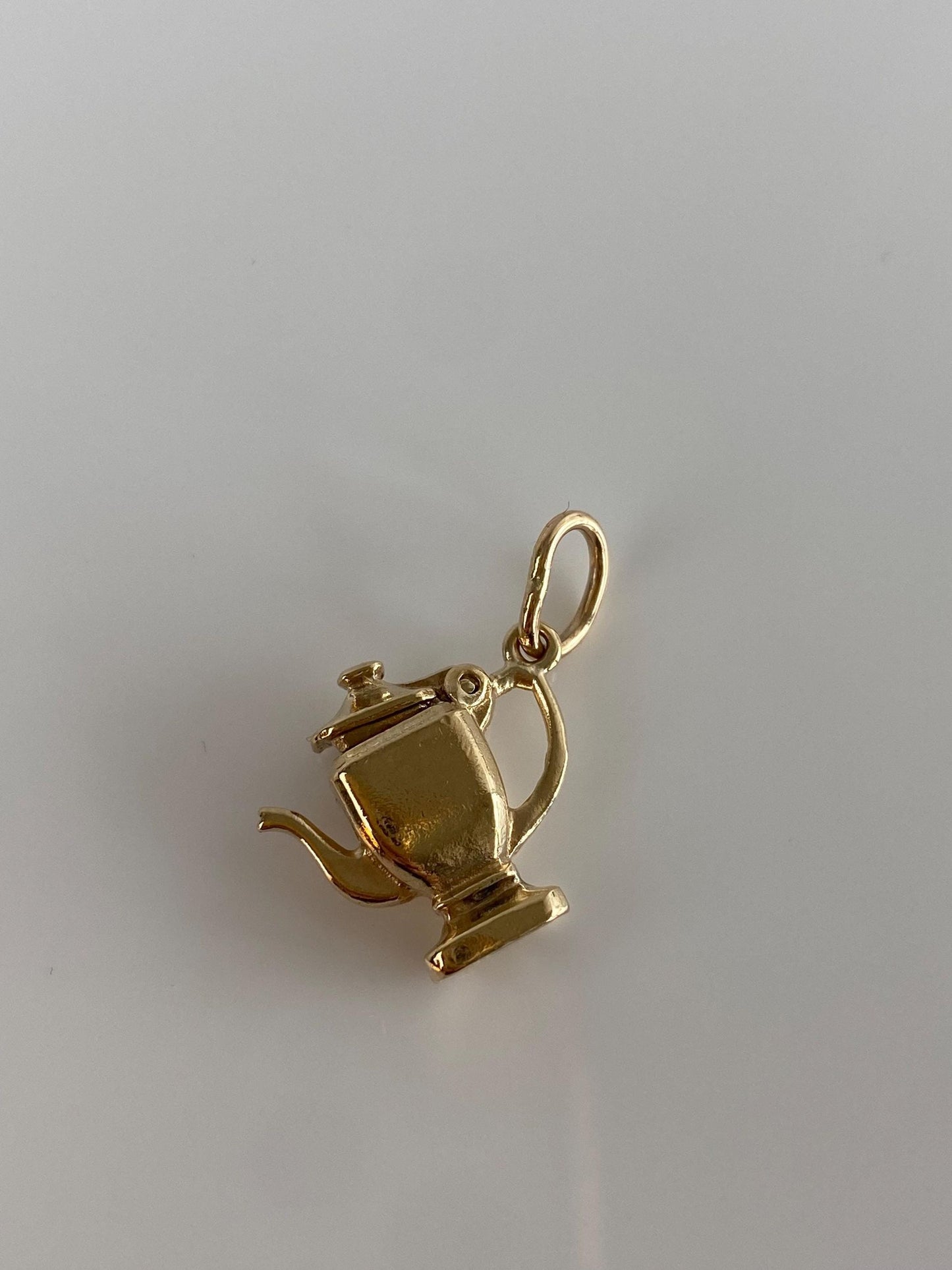 Vintage Solid 14k Yellow Gold Tea Kettle Charm